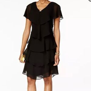 SL Fashions's tiered capelet dress. Never worn. size 12. Black